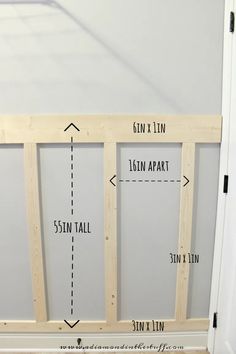 the measurements for an unfinished window frame are shown in front of a wall with white walls