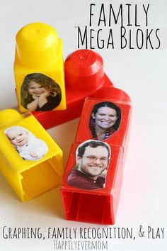 the family duplo blocks are designed to look like children's photo frames