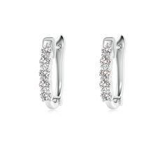 These classic hinged hoop earrings are designed in 18k white gold. They are embellished with brilliant round diamonds that are secured in prong settings. White Gold Cubic Zirconia Huggie Earrings With Pave Setting, Classic White Platinum Hoop Earrings, Elegant White Huggie Earrings With Diamond Accents, Classic Diamond White Huggie Earrings With Pave Setting, Classic Diamond Huggie Earrings With Pave Setting, Diamond White Platinum Hoop Earrings With Pave Setting, Platinum Hoop Earrings With Pave Setting In Diamond White, Formal Diamond White Hoop Earrings With Pave Setting, Platinum Hoop Earrings With Pave Setting In White Gold