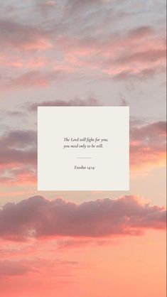 a pink sky with clouds and a bible verse