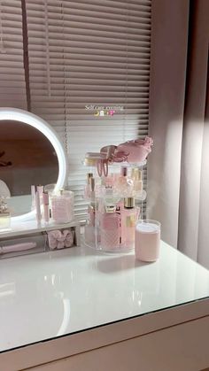 the vanity is clean and ready to be used by someone who likes it for her