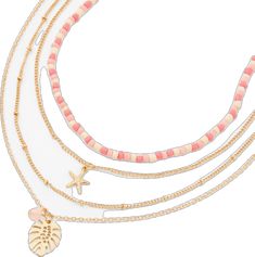 Fashionable Jewelry, Pink Beads, Jewelry And Accessories, Palm Leaf, Palm Leaves, Multi Strand, The Pink, Starfish, Choker