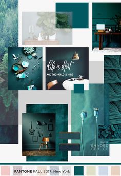 a collage of green and blue colors