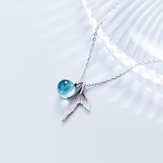 Material: 925 Sterling Silver Stone: Blue Stone Length: 16" + 1" Ocean Necklace, Mermaid Pendant, Mermaid Jewelry, Mermaid Necklace, Sterling Silver Necklace Pendants, 925 Silver Jewelry, Sea Glass Jewelry, Silver Bracelets, Sterling Silver Necklaces