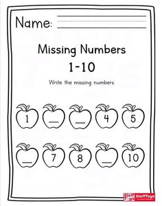 missing numbers worksheet with apples