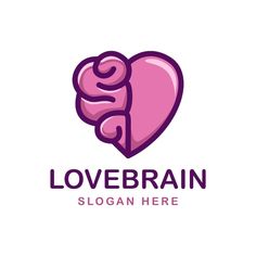 the logo for lovebrain is pink and has a heart shaped brain in it