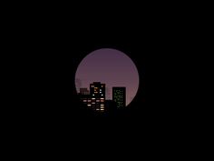 the city skyline is seen through a dark hole in the night sky, with skyscrapers visible