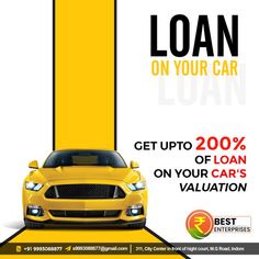 a yellow car with the words loan on your car