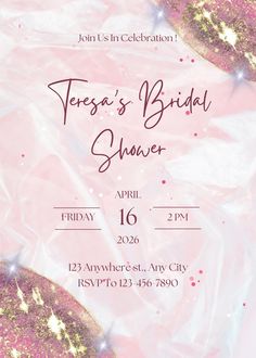 a pink and gold bridal shower party with stars on the background, it's time to celebrate