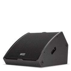 a black speaker sitting on top of a white surface