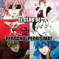 four different anime characters with the caption'elclub de ferra no persima