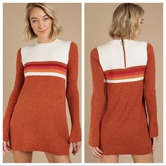 Reposhing This Item I Purchased From @Djm31537. Loved It, But Ready To Rotate For Something New. Nwt. 70’s Striped Sweater Drew’s. Fits True To Size. Zipper Back With O Ring. Questions? Leave A Comment Below! Casual Fall Color Block Dresses, Orange Long Sleeve Color Block Dress, Color Block Mini Dress For Fall, Fall Color Block Mini Dress, White Color Block Dresses For Fall, White Color Block Dress For Fall, White Retro Dress For Fall, Black Skater Dress, Long Sleeve Tunic Dress