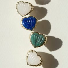 Cora heart shaped lapis stone ring. Emerald Stone Rings, Lapis Stone, Bold Rings, Quartz Colors, Emerald Stone, Gold Jewellery Design, Quartz Stone, Stone Ring, Stone Rings