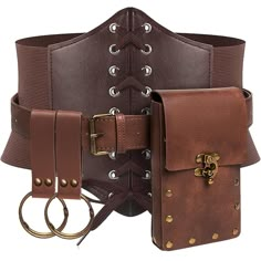 PRICES MAY VARY. -Enhance your Renaissance costume with our Belt Pouch Black/Brown, Corset Waistband + leather Strap Keyring + Coin Purse. This set features a durable leather belt, an adjustable belt pouch, perfect for Festival Medieval Dress Up，Steampunk Style，Pirate & Assassin play, LARP Ren Faire, Halloween or cosplay parties. -Keep your essential belongings at hand with our Belt Pouch. Made of quality faux leather, this pouch is not only a stylish accessory but also a functional cellphone ho Mascarade Halloween, Skirt Hike, Alchemist Cosplay, Dnd Cosplay, Wizard Cosplay, Medieval Halloween, Wof Oc, Steampunk Medieval, Renn Faire