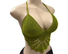 Open Shell Stitch Crochet Halter Tank Top - Etsy Vacation Stretch Halter Camisole Top, Stretch Halter Camisole For Vacation, Stretch Cami Halter Top For Vacation, Summer Crochet Trim Halter Neck Top, Green Sleeveless Crochet Top With Crochet Trim, Fitted Crochet Cami Top For Beach, Fitted Open Knit Crochet Top For Summer, Beach Sleeveless Halter Top With Crochet Trim, Fitted Halter Neck Crochet Top For Summer