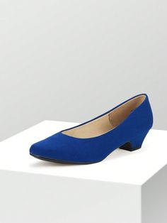 Royal Blue Elegant Collar   Plain Court Pumps Embellished   Women Shoes Low Heel Synthetic Office Flats, Synthetic Low Heel Flats For Office, Synthetic Low-heeled Flats For Office, Wide Fit Low Heel Synthetic Heels, Synthetic Low Heel Court Shoes With Padded Heel, Synthetic Court Shoes With Padded Low Heel, Medium Width Flat Heel Court Shoes, Medium Width Flat Heel Synthetic Court Shoes, Medium Width Synthetic Court Shoes With Flat Heel