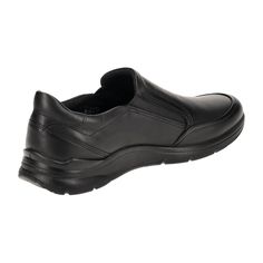 Step into excellence with the Ecco Irving Men's Black Slip-On Shoes. Expertly designed for the fashion-forward young adult, these shoes offer an unbeatable combination of style and comfort. Perfect for on-the-go lifestyles, they feature durable construction and a sleek, versatile design that transitions effortlessly from office to evening outings. Embrace functionality without sacrificing style with these must-have slip-ons. Modern Black Slip-ons With Rubber Sole, Fade-resistant Leather Slip-on Walking Shoes, Black Low-top Slip-ons With Ortholite Insole, Modern Black Synthetic Slip-ons, Black Ortholite Low-top Slip-ons, Modern Black Slip-ons, Modern Black Slip-ons With Removable Insole, Casual Black Slip-resistant Dress Shoes, Black Slip-ons With Ortholite Insole