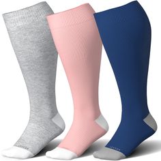 PRICES MAY VARY. 80%Bamboo+17%Nylon+3%Spandex Imported Pull On closure Machine Wash Wide Calf Compression Socks: 3 pair compression socks for women plus size are made of high-quality bamboo viscose, a natural and skin-friendly material that is very soft and comfortable. Plus Size compression socks wide calf are an ideal choice for pregnant women, elderly people, nurse. Graduated Compression Socks: Thanks to the strong elasticity and stretchability of bamboo viscose fibers, plus size compression Nurse Compression Socks, Womens Compression Socks, Leg Massage, Compression Stockings, Compression Garment, Elderly People, Men Plus Size, Socks For Women, Improve Blood Circulation