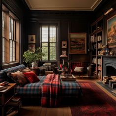 a living room filled with furniture and a fire place