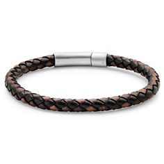 * Genuine leather
 * Surgical-grade stainless steel
 * Connect multiple for an overlapping stack Masculine Adjustable Braided Leather Bracelet, Masculine Adjustable Braided Bracelets With Leather Strap, Classic Adjustable Brown Bracelets, Minimalist Brown Bracelets With Leather Strap, Minimalist Brown Bracelet With Leather Strap, Classic Braided Leather Bracelets, Minimalist Brown Leather Strap Bracelet, Elegant Brown Leather Bracelet With Stainless Steel Clasp, Elegant Brown Leather Braided Bracelet