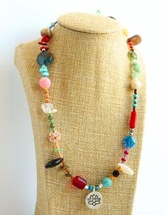 Necklace is 40 cm ( 15.7 inches)  length with 4 cm ( 1.5 inches)  Colors: multicolor. 100% handmade. Other necklaces: https://www.etsy.com/shop/WildBohoCreations?ref=seller-platform-mcnav&section_id=49820717 See the rest of our shop here: https://www.etsy.com/shop/WildBohoCreations The photo may not convey true colors. This may depend on the settings of your screen. In reality, the colors are rich and bright. Open to special orders. All packages ship through Latvia Post. Shipping worldwide (With Necklace Colorful, Jewelry Cute, Colorful Jewelry, Necklace Gemstone, Birthday Gift For Her, Colourful Necklace, Summer Accessories, Flower Necklace, Birthday Gifts For Her