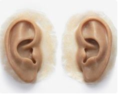 two pieces of food that are shaped like ear plugs on top of each other