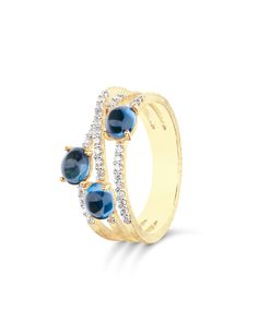 Rows of shining diamonds weave together meeting the intense London Blue Topaz in this 18kt gold ring, entirely handmade with the millerighe burin technique, which makes this jewel unique in every detail. A creation with a refined elegance, to always carry with you. DIAMONDS: - Weight (total): 0.17 CT - Clarity: VS - Color: G - Cut: round Natural stones: - LONDON BLUE TOPAZ Weight (total): 1.20 CT Elegant Diamond Topaz Ring With Pave Setting, Formal Diamond Pave Set Topaz Ring, Formal Topaz Ring With Pave Diamond Setting, Formal Topaz Ring With Diamond Pave Setting, Elegant Topaz Ring With Pave Setting For Formal Occasions, Elegant Yellow Gold Topaz And Diamond Ring, Yellow Gold Blue Topaz Rings With Brilliant Cut, Yellow Gold Rings With Brilliant Cut Blue Topaz, Yellow Gold Topaz Ring With Diamond Open Ring Design