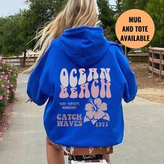 "White Ocean Beach Hoodie, Aesthetic hoodie, trendy sweatshirt, brown hoodie, green hoodie, oversized sweatshirt Sorority Shirts: https://etsy.me/34dVqt9 Sorority Sweatshirts: https://etsy.me/360xXMs Sorority Accessories: https://etsy.me/30SCQVv 🌻 Please read the full description: This hoodie/sweatshirt sizing is NOT oversized. You need to order at least 1-2 sizes larger for the extra baggy look in this photo. (The normal sizing is UNISEX.) 🔔 Example: if you use size S choose between a size L Summer Trendy Hooded Hoodie, Trendy Hooded Hoodie For Beach Season, Hooded Sweatshirt For Beach Season, Trendy Summer Hooded Sweatshirt, Trendy Hooded Sweatshirt For Summer, Trendy Beach Hoodie With Letter Print, Trendy Beach Season Hoodie Sweatshirt, Trendy Letter Print Hoodie For Beach, Trendy Spring Beach Hoodie