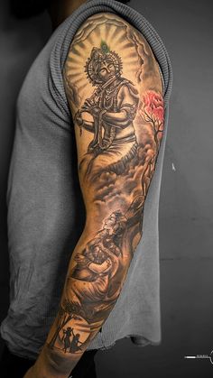 Indian Arm Tattoo Men, Hindu Tattoo Sleeve, Hindu Minimalist Tattoo, Indian God Tattoo, Hindu God Tattoo, Poor Quotes, Baphomet Tattoo, Tattoo Special