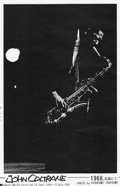 an old photo of a saxophone in the air