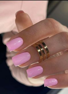 #nails #summernails #summer #girlpower #pink Nails For Small Hands, Solid Color Acrylic Nails, Light Pink Acrylic Nails, Pink Tip Nails, Baby Pink Nails, Plain Nails, Pink Gel Nails, Basic Nails