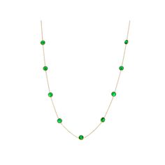 "Lovely lab-created emerald gemstones make this necklace a true masterpiece. Lovely lab-created emerald gemstones make this necklace a true masterpiece. 18\" Chain type: cable Metal: 10k gold Finish: polished Packaging: boxedSTONE DETAILS Stone type: simulated Emerald Total weight: 2 1/4 ct. Center stone weight: 1/4 ct. 4 mm Shape: round Setting: channel Size: One Size. Color: Green. Gender: female. Age Group: adult." Classic Green Emerald Necklace In 14k Gold, Classic Green Necklace For May Birthstone, Green Necklace With Bezel Setting For May Birthstone, Classic Green Emerald Necklace With Bezel Setting, Classic Green Birthstone Necklace, Gold Emerald Necklaces With Gemstone Beads, Gold Emerald Necklace With Polished Beads As Gift, Green Faceted Necklace Fine Jewelry, Green Gold-plated Emerald Necklace For May Birthstone