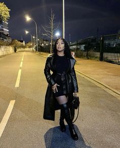 Black Stilleto Boots Outfit, Birthday Dinner Winter Outfit, Dinner Outfits Black Women Fall, Thigh High Combat Boots Outfit, Baddie Date Night Outfit Black Woman, Winter Outfits Blackgirl Baddie Date Night, Cold Going Out Outfits Night, Outfits Knee High Boots, Paris Outfits Winter