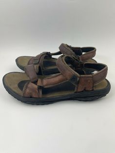 Teva Vintage Sidewalk Sandals Brown Leather With Cushion Size 11. 90s Sandals, Sandals Vintage, Dad Sandals, Teva Sandals, Sandals Brown, Hype Shoes, Brown Leather Sandals, Brown Sandals, Mens Sandals