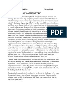 a paper with the words, my marriage vows and an image of a woman in blue