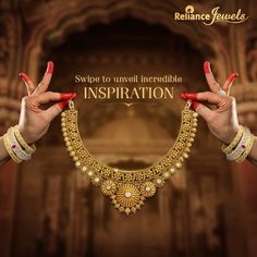 You form a forever bond with the jewellery you own! So, here’s an insight into the glorious inspiration behind this grand necklace set to help you get a deeper understanding of the thoughts, feelings, and dreams attached to our #ThanjavurCollection! #RelianceJewels #BeTheMoment #WhereArtIsWorshipped #ThanjavurCollection #ThanjavurInspiredCollection #GoldJewellery #DiamondJewellery #WhereArtIsWorshipped Jewellery Shop Poster Design, Jewelry Creative Post, Jewellery Creative Post, Akshaya Tritiya Jewellery Ads, Jewellery Ads Poster, Necklace Ads, Jewellery Creative Ads, Jewellery Banner