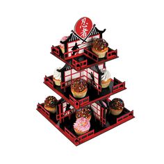 Build this kickin' Ninja Cupcake Holder and display your child's birthday treats in style! A red, black and white color scheme pairs perfectly with any ninja theme. Use this 3-tiered cupcake holder as a sweet centerpiece and let little ninjas slip in and grab their own goodies. Foam. Approx. 13" x 19 1/4". Simple assembly required. © OTC Ninja Cupcakes, Ninja Themed Birthday Party, Martial Arts Party, Karate Party, Ninja Theme, Ninjago Birthday Party, Japanese Party, Asian Party, Ninja Birthday Parties