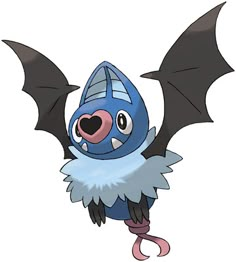 a cartoon character flying in the air with its wings spread out and it's eyes open