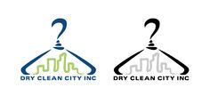 the logo for dry clean city inc, which is designed to look like a hanger