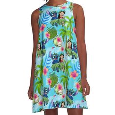 Loose-fit, mid-length sleeveless dress with silky handfeel. Printed on both sides. Machine washable. Size range XS-2XL. Lilo and Stitch Friends Stitch Friends, Woven Dress, Dress For Sale, Both Sides, Lilo And Stitch, Dress Fabric, Mid Length, A Line Dress, Dresses For Sale