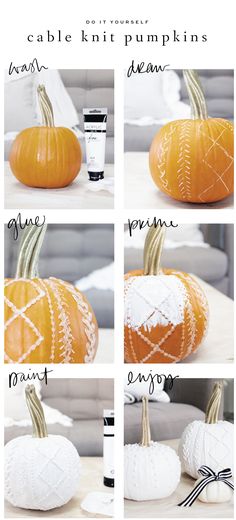 the instructions for how to decorate pumpkins with crochet stitches and yarn on them