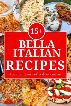 the cover of 15 italian recipes for the beauty of italian cuisine, including pizzas and pasta