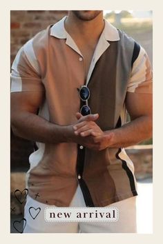 Casual Men's Linen Color Loose Solid Color Short Sleeve Fashion Lapel Shirt Brown Casual Collar Shirt For Summer, Brown Casual Collar Summer Shirt, Brown Summer Shirt With Casual Collar, Smart Casual Style, Linen Color, Mens Linen, Trendy Prints, Sleeve Fashion, Color Shorts