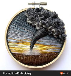 Embroidered Landscapes, Embroidery Yarn, Miniature Embroidery, Farm Field, Fiber Artist, Punch Needle Embroidery, Thread Painting, Hand Embroidery Art