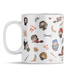 harry potter and hermione's characters printed on a white ceramic coffee mug