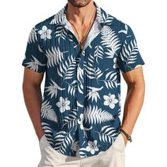 Textured Fabric --- Men's Short Sleeve Button Down Shirt Is Made Of Premium Textured Fabric, Which Is Breathable, Soft And Skin-Friendly, Keeping You Cool And Comfortable In The Summer. Unique Design --- Mens Beach Shirts Features Short Sleeve, Spread Collar, Button Closure, Chest Pocket, Relaxed Fit. The Unique Slight Vertical Rib Texture Makes This Shirt More Stylish And Simple. Mens Beach Shirts, Hawaiian Print Shirts, Collar Shirt Men, Button Up Shirt Mens, Long Sleeve Plaid, Grey Denim, Oxford Shirt, Beach Shirts, Flannel Shirt