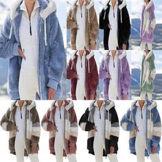 Trendy Fashion Women's Fur Fluffy Hooded Jacket Parka Coat Fleece Winter Warm Overcoat Outwear#, Women's Coats, Jackets & Vests Winter Hooded Jacket For Cold Weather, Winter Long Sleeve Hooded Jacket For Cold Weather, Cozy Hooded Jacket For Winter Cold Weather, Warm Hoodie For Cold Weather, Warm Long Sleeve Winter Hooded Jacket, Winter Patchwork Hoodie, Warm Fleece Outerwear For Winter, Warm Fleece Winter Outerwear, Warm Winter Fleece Outerwear