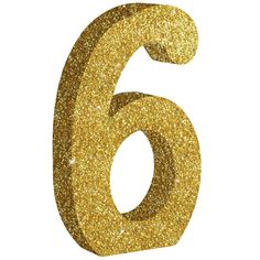 the number six is made out of gold glitter