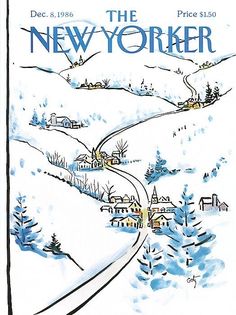 the new yorker magazine cover with a drawing of a snow covered hill and houses