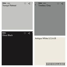 four different shades of gray, white and black with the words'paint color choices '